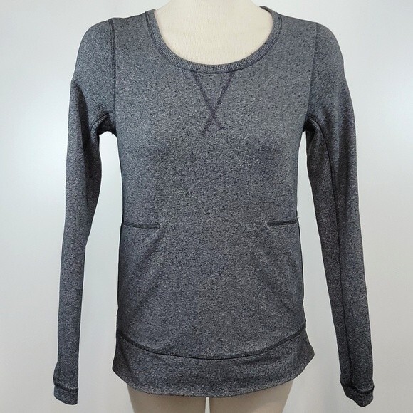 LULULEMON Exhalation Pullover II Heathered Speckle Black size 4 - Picture 1 of 9